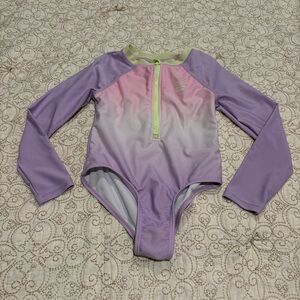 Justice Girls Long-Sleeve Ombre Rashguard Swimsuit Size XS (5/6)